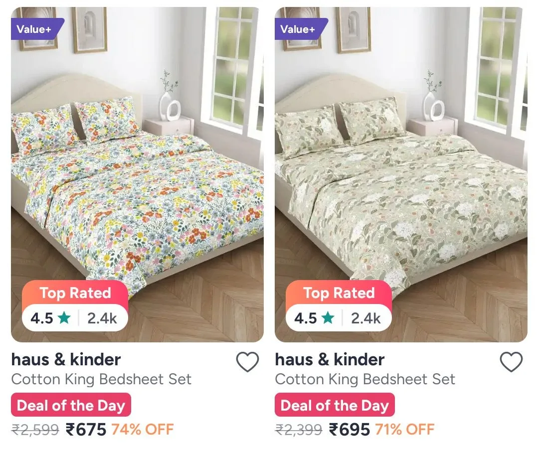 Myntra |🔥Mytrident, Haus&kinder, Bedsheet Min 50% off🔥