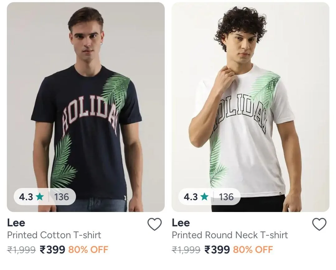 Myntra | Upto 80% Off : Lee Mens Clothing.