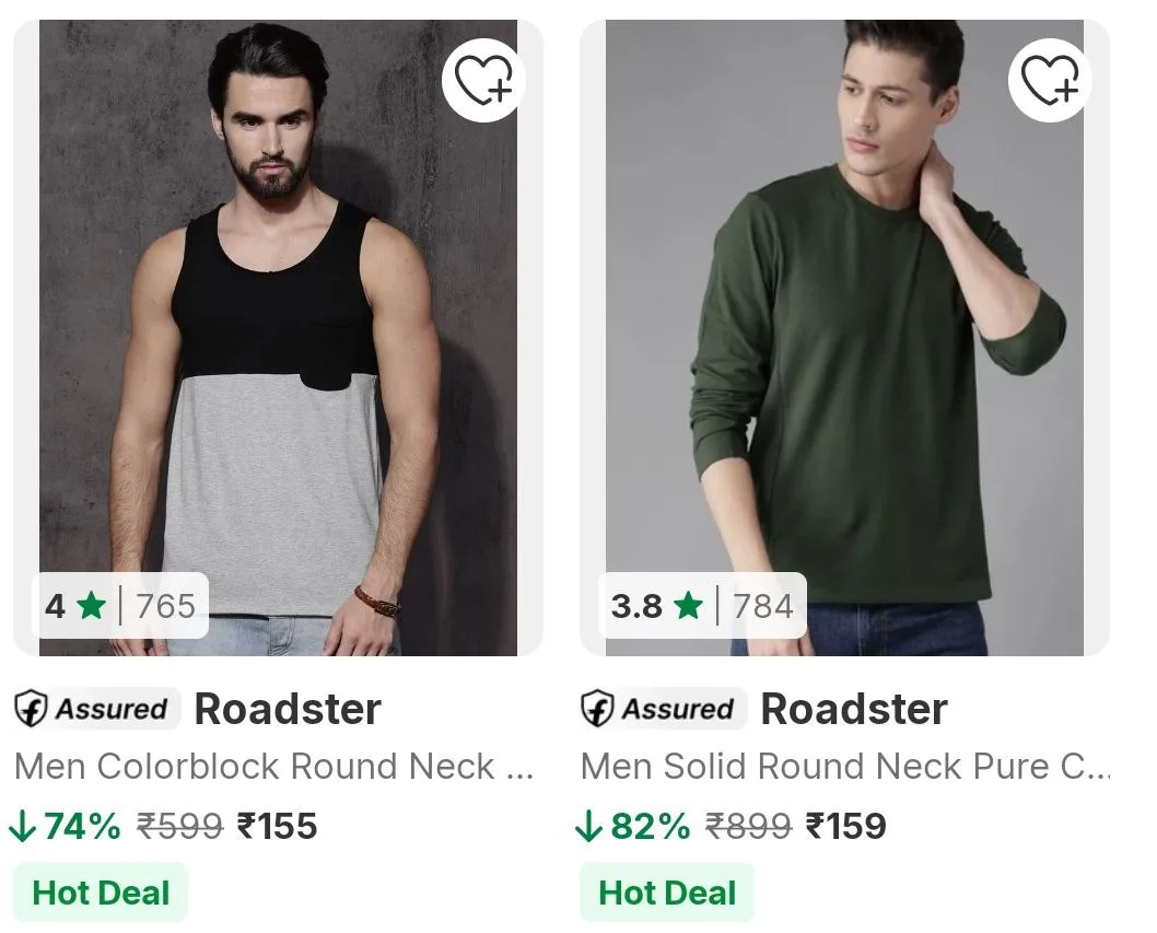 Flipkart | Upto 82% Off on Roadster Men's T Shirts Starting From Rs.159