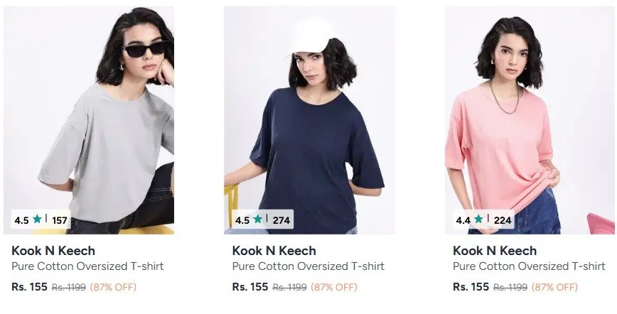 Myntra | Oversized T-Shirts Starts @120
