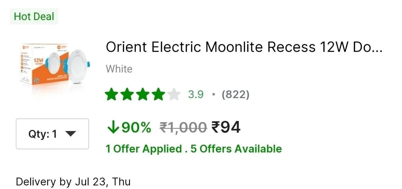 Orient Ceiling Light at ₹94