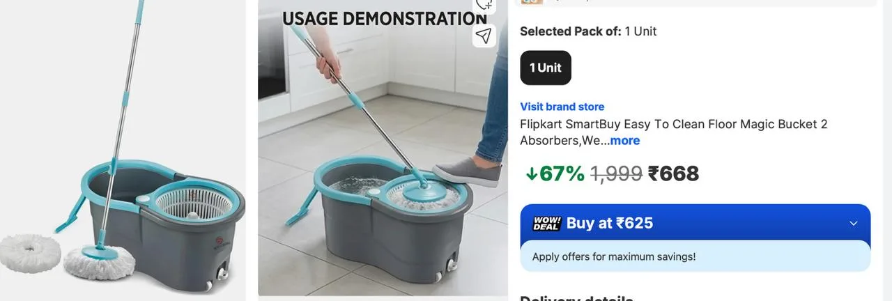 67% Off - SmartBuy Easy To Clean Floor Mop at Rs.688