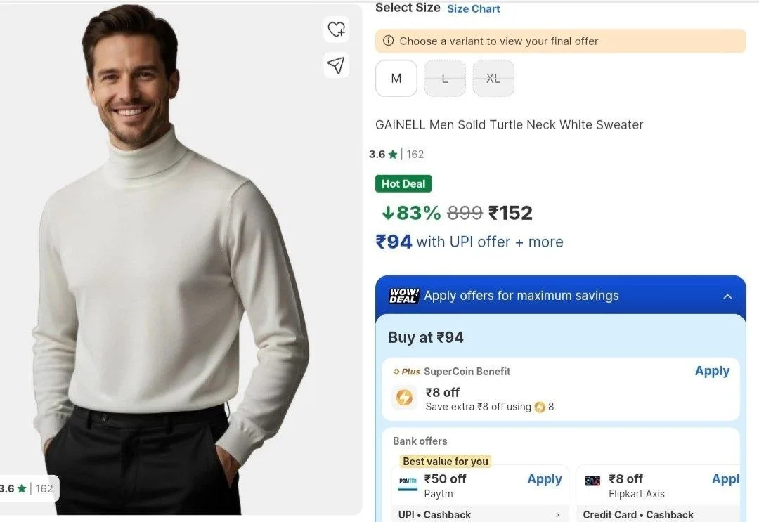 Men's Neck Sweater at ₹152