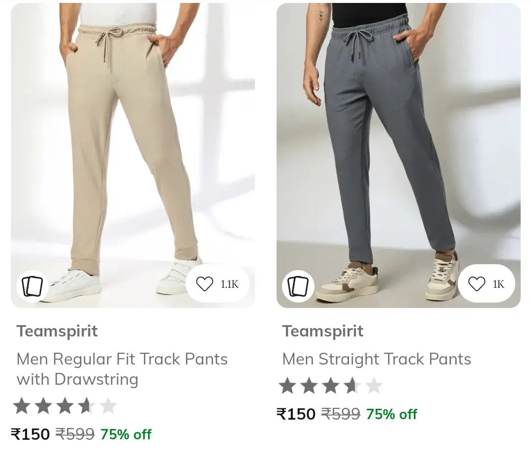 Ajio | Upto 75% Off On Track Pants Starts at Rs.150