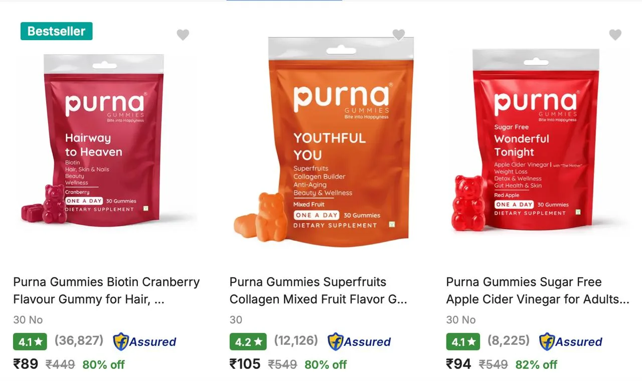 Purna Gummies upto 85% off starting From Rs.83