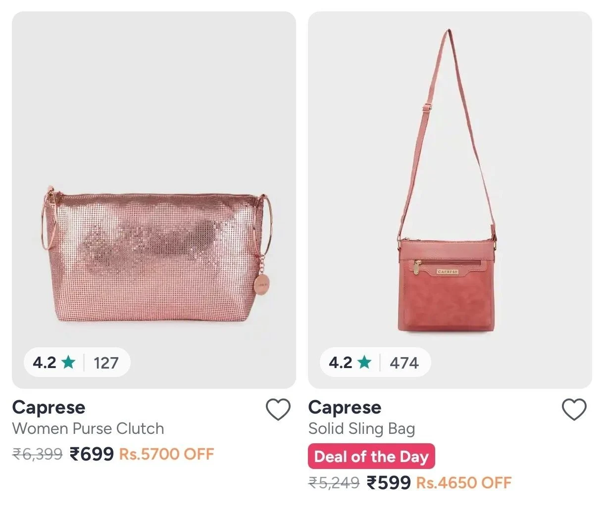 Upto 89% off Caprese Bags