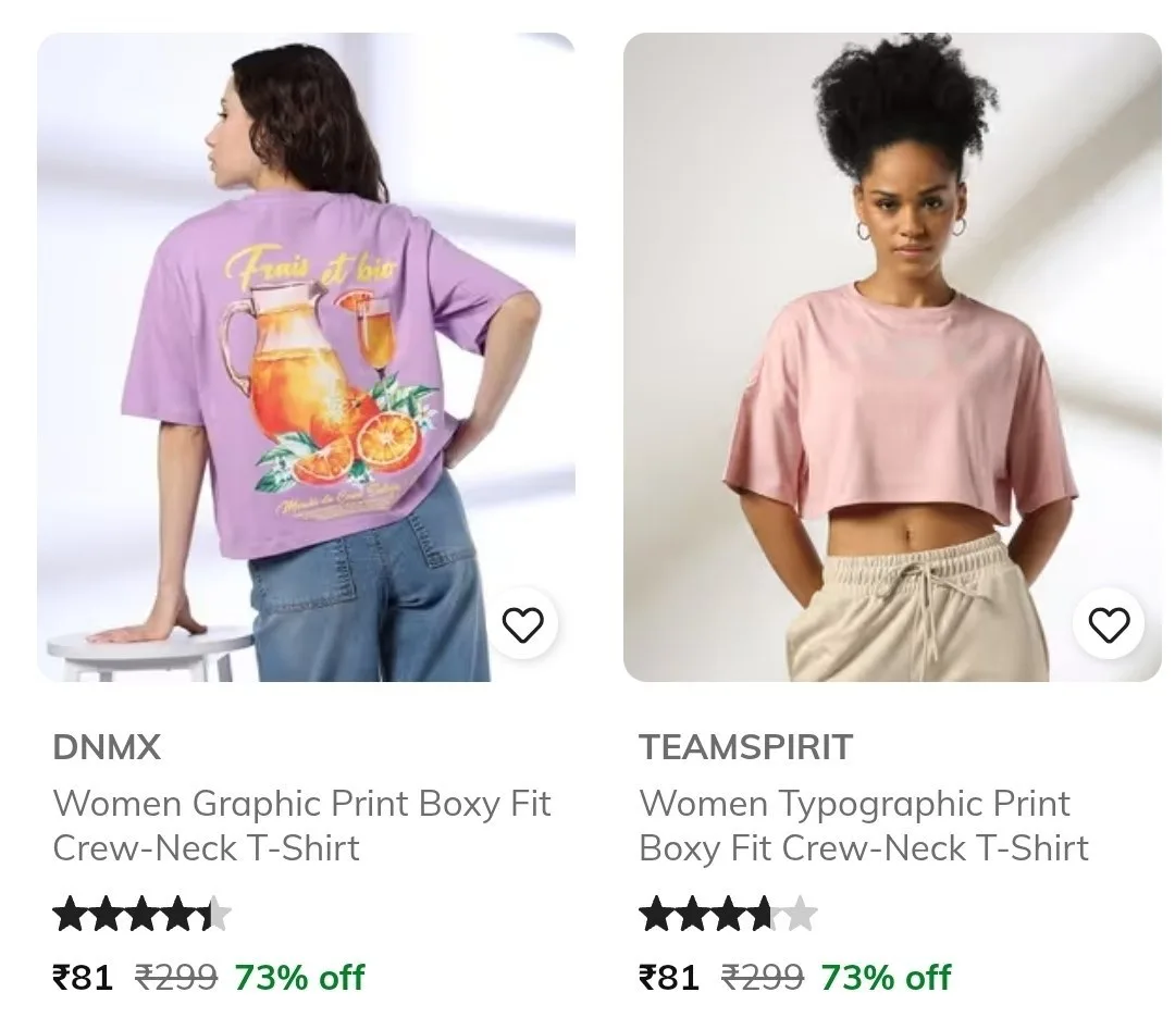 Ajio : Oversized Tshirts Starts @81