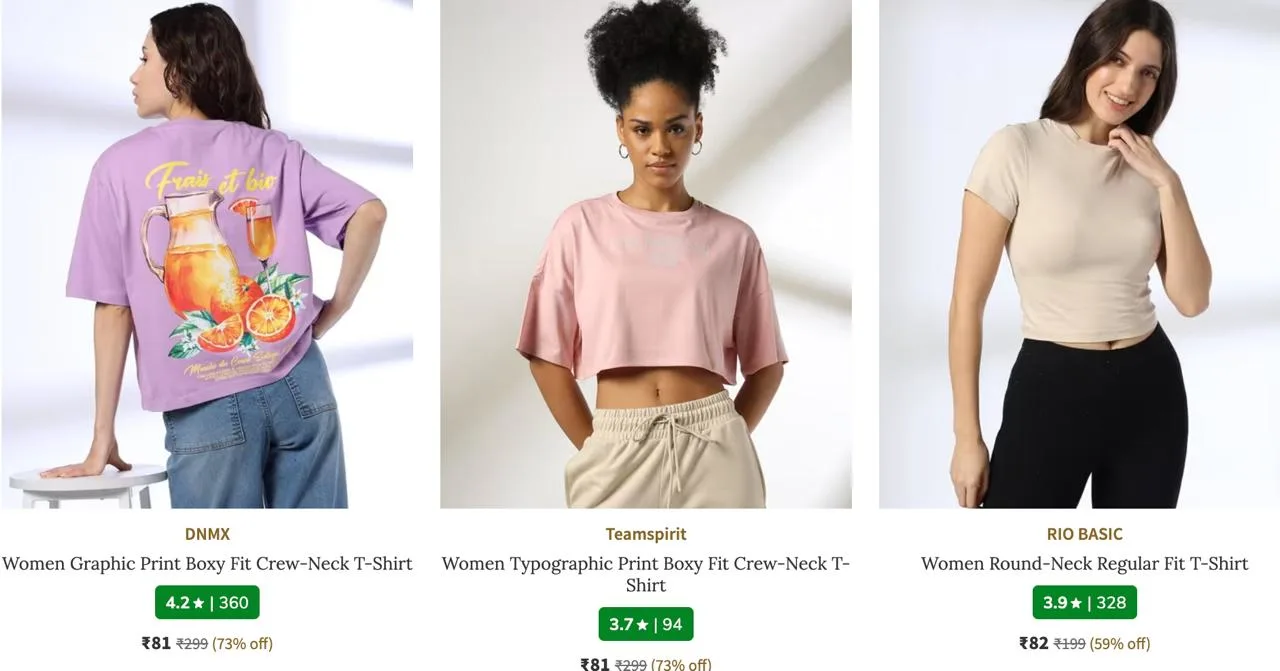 AJIO : Oversized Tshirts Starts at Rs.81