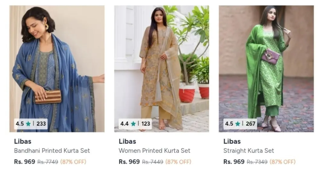 Myntra : Upto 87% Off : Libas Women's Clothing