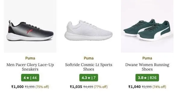 Ajio FAST : Min 74% off on Puma Shoes + Bank offers