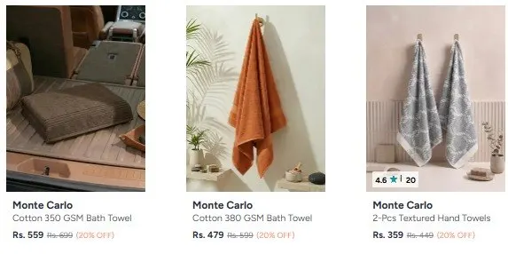 Myntra 🔥Monte Carlo bathing essentials min 20%🔥