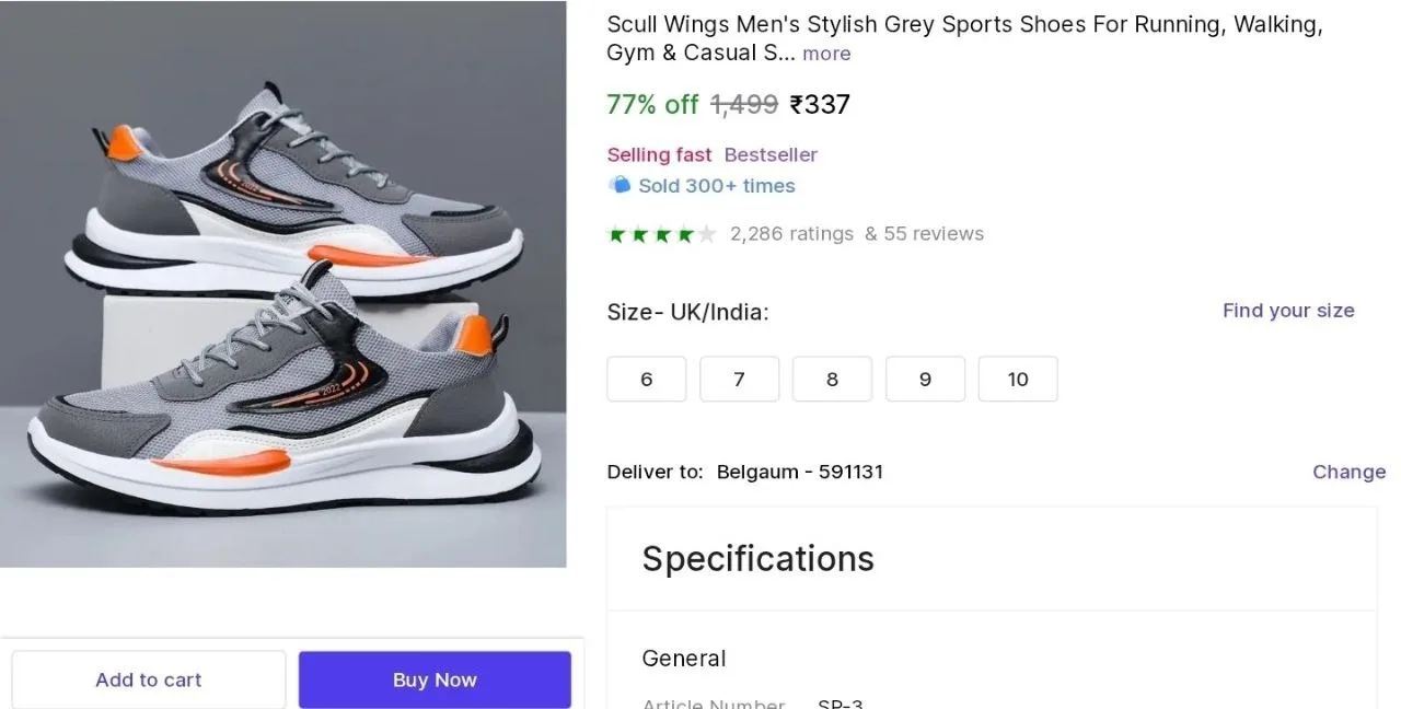 Men's Sports Shoes at ₹337