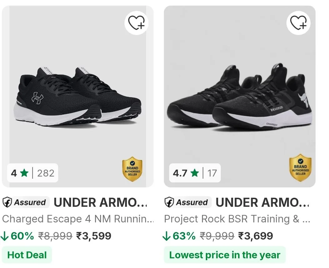 Flipkart | Flat 60-68% Off On Under Armour Shoes.