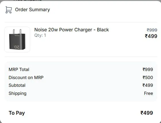 🔌 Noise 20W Fast Charger @ ₹499 Only