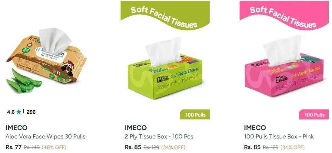 **Myntra |  Facial Wipes & Tissues From ₹77