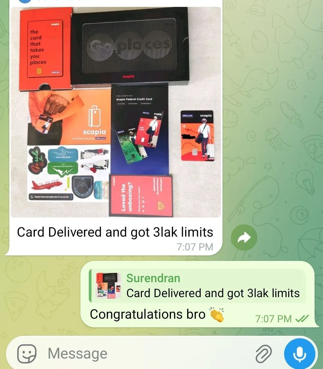 AGAIN OUR MANY SUBSCRIBERS GOT SCAPIA CREDIT CARD WITH BIG LIMITS.. CHECK ABOVE IMAGE..ONE OF OUR SUBSCRIBER GOT 3.5 LAK LIMIT YESTERDAY