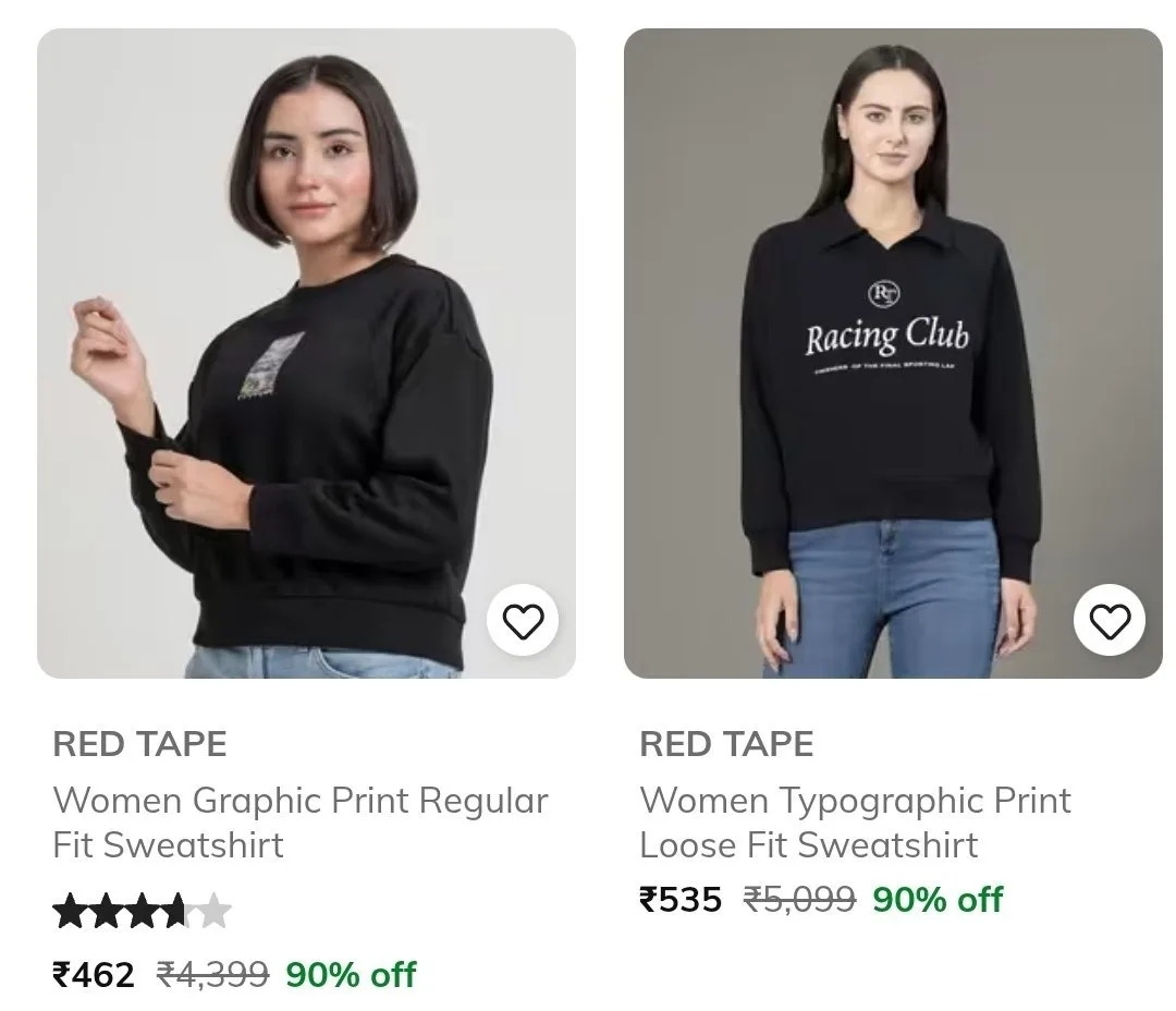 Combo Deal – AJIO  Upto 90% Off  Red Tape Clothing. Women, AJIO  Upto 90% Off  Red Tape Clothing. Men, AJIO  Upto 90% Off  Red Tape Clothing. Kids