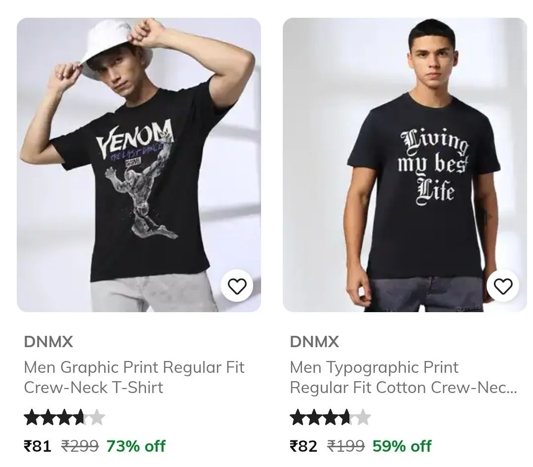 AJIO : DNMX Clothing Starts @81