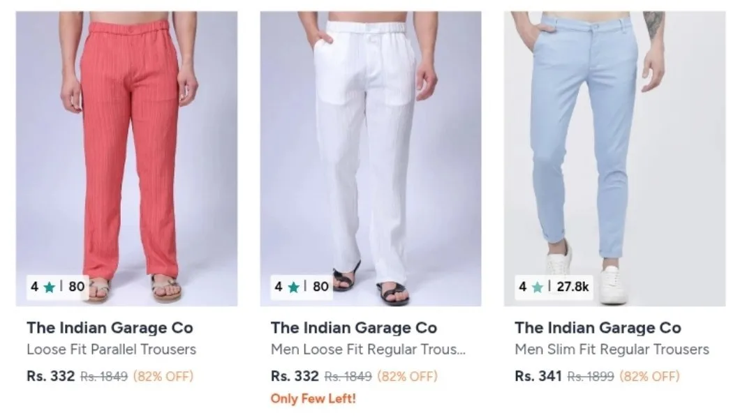 Myntra : Upto 82% Off : The Indian Garage Clothing.