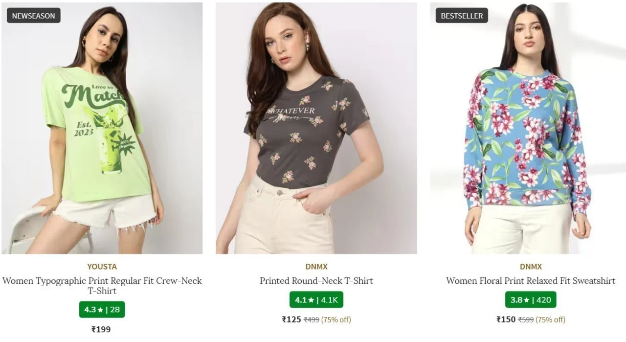 🔥 LOOT - AJIO Loot : Topwear Start at  ₹125.