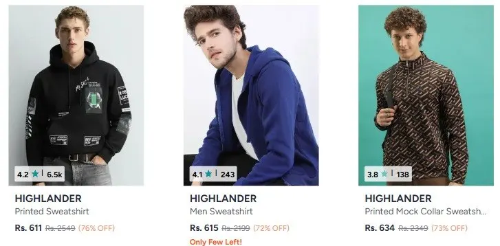 Myntra : Upto 88% Off On Highlander Men Clothing.