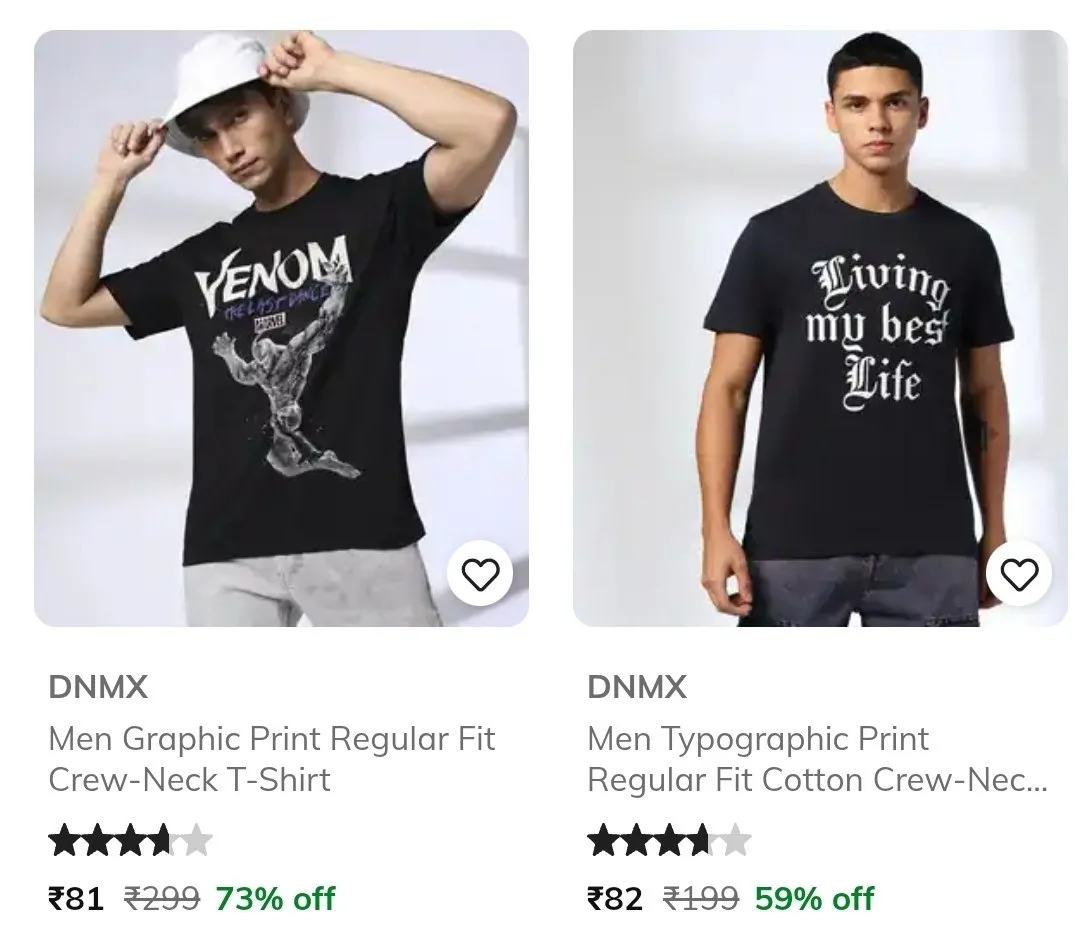 AJIO : DNMX Clothing Starts @81