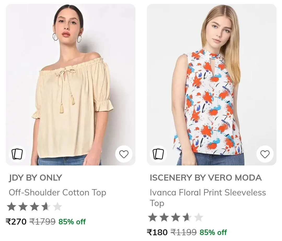 AJIO : Upto 85% Off Vero Moda & ONLY Women's Clothing