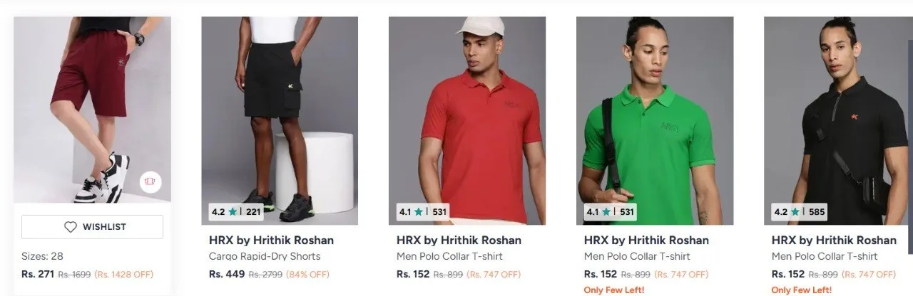 Myntra : Upto 84% Off On HRX Clothing.