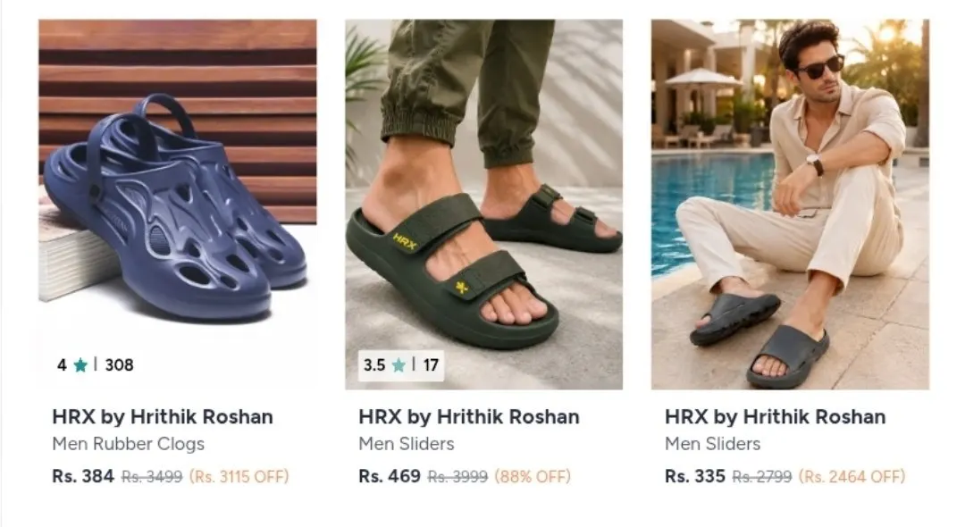 Upto 88% Off : HRX Footwears.
