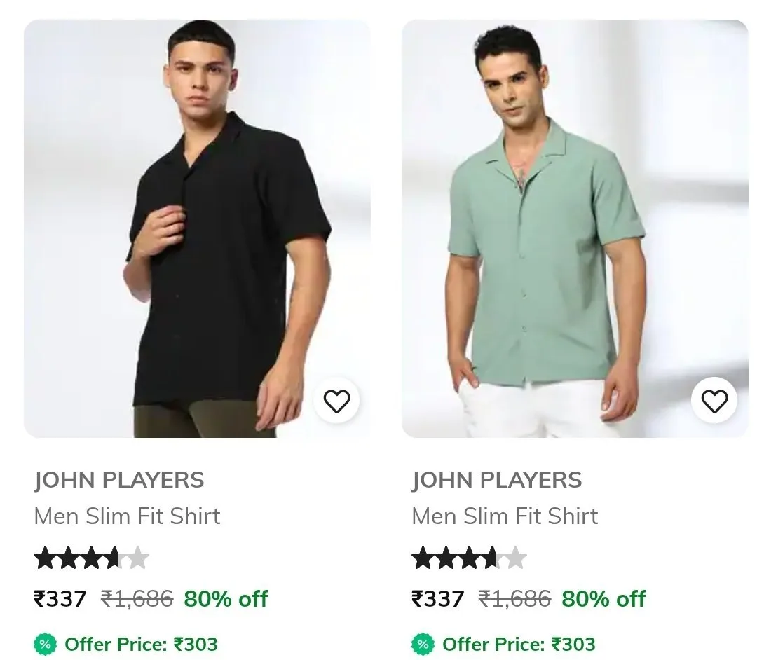 AJIO : 80% Off On John Players Clothing.