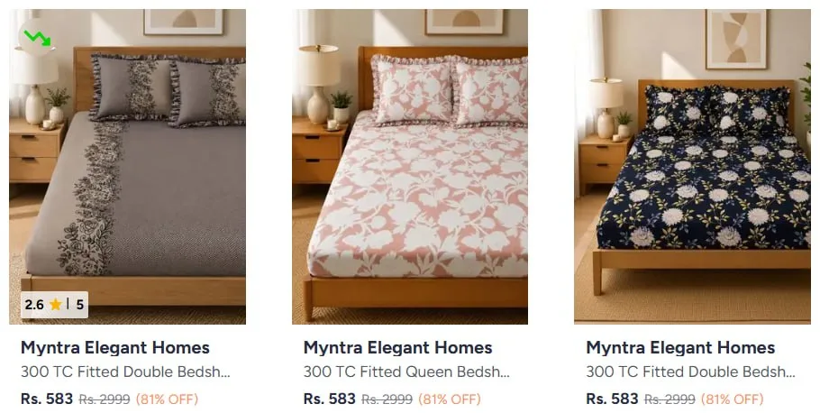**Myntra | Frilled Bedsheet at min 60% + additional coupon**