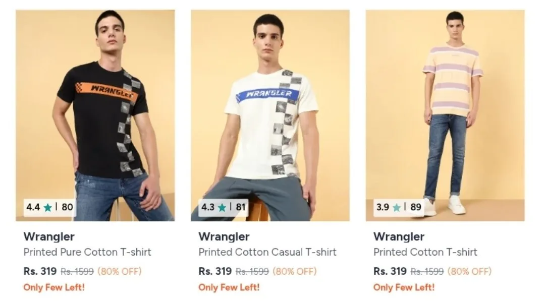Myntra : 70-80% Off : Wrangler Clothing