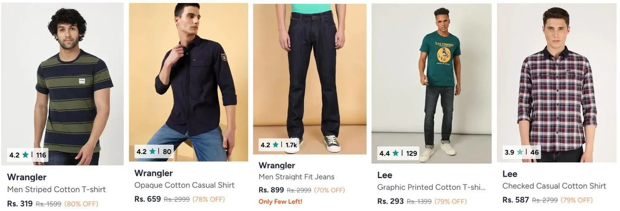 🔥 LOOT - Myntra Loot : 70-80% Off On Wrangler Clothing.