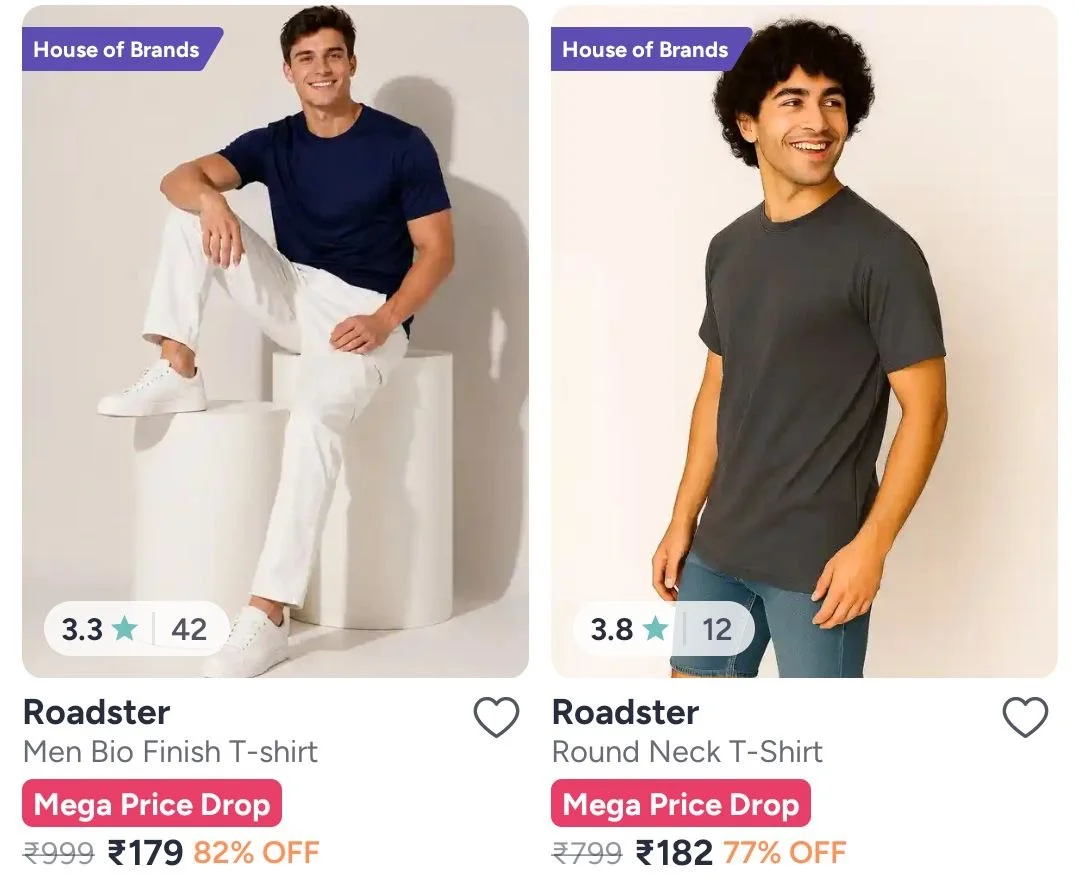 🔥 LOOT - Myntra Loot : Upto 85% Off On Roadster Clothing.