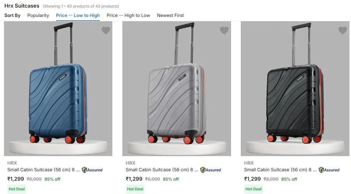 Flipkart | Upto 85% Off On HRX Luggage.