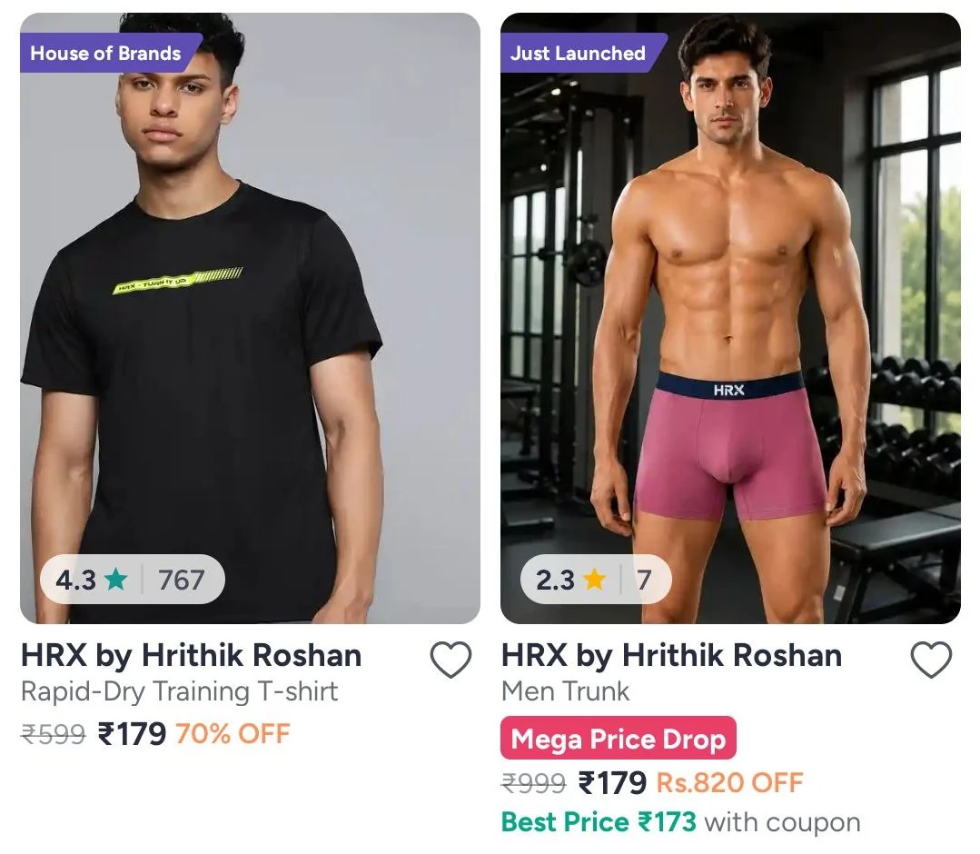 Myntra : Upto 85% Off On HRX Clothing.