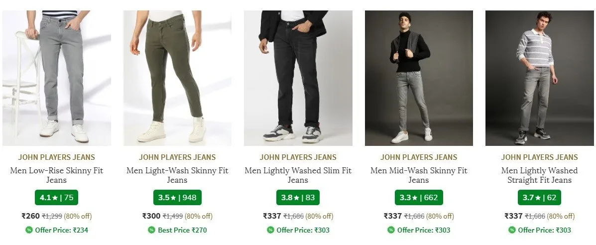 AJIO : Upto 80% Off On John Players Brand Clothing.