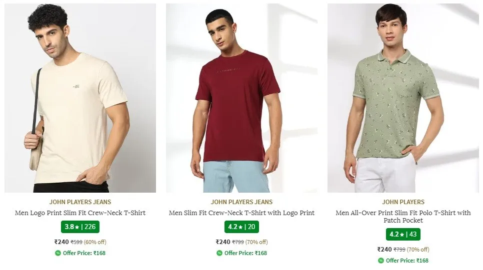 AJIO : Upto 80% Off : John Players Clothing