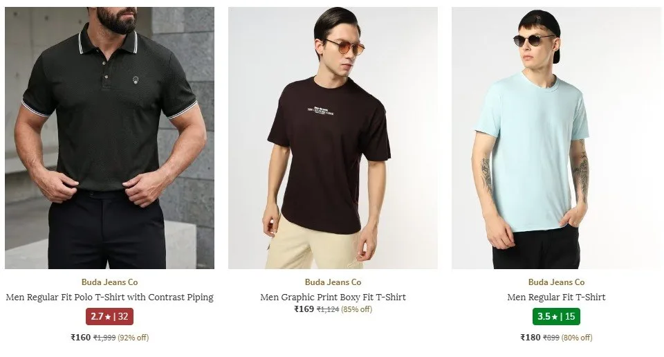 AJIO - Up to 92% Off on Buda Jeans Co Clothing