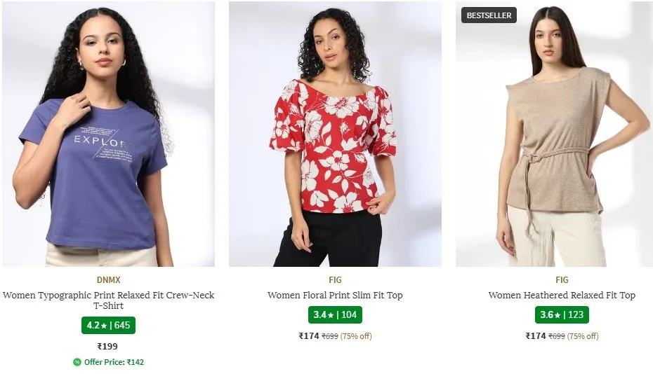 🔥 LOOT - Ajio Loot : Topwear Clothing Under ₹199.