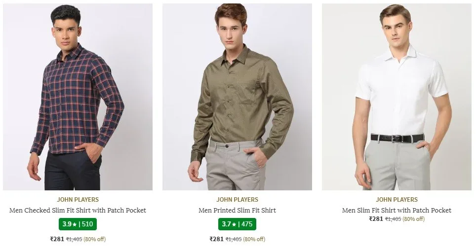 AJIO : Upto 80% Off : John Players Clothing