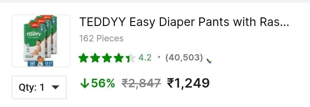 Flat 55% Off on Teddyy Easy Diaper Pants