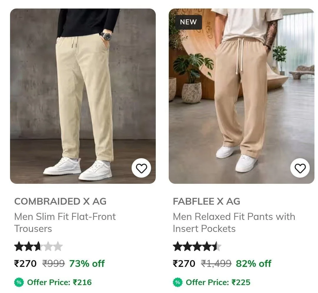 AJIO  : Cargo Pants Starts @270