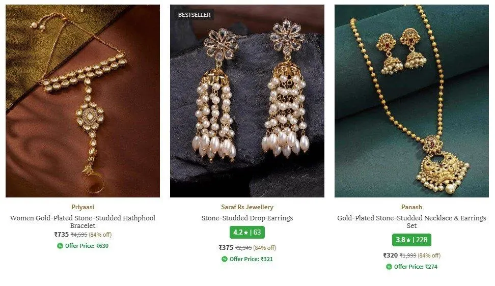 Ajio |💍🎊Jewellery Rubans, Panash & More Min 80% Off