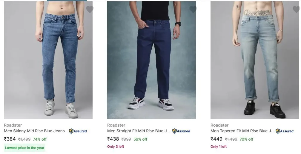 Roadster Mens Jeans – Starting at ₹384