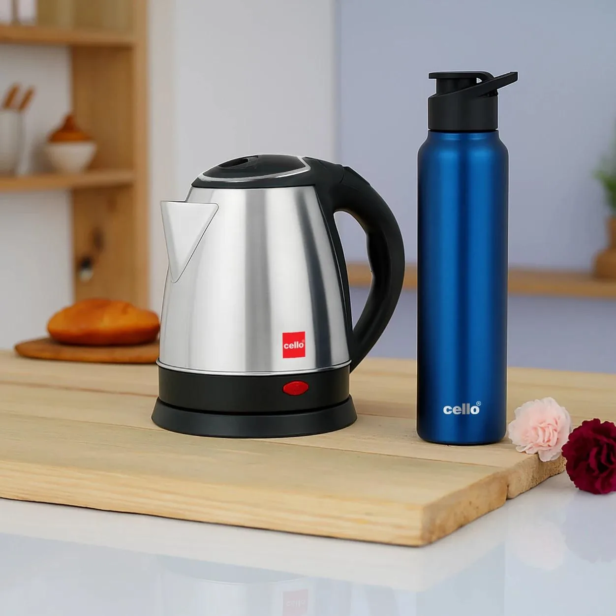 71% Off - cello Quick Boil Lifestyle Kettle 1.5 L + Sippa 1000 ML Stainless Steel Water Bottle Combo at Rs.664