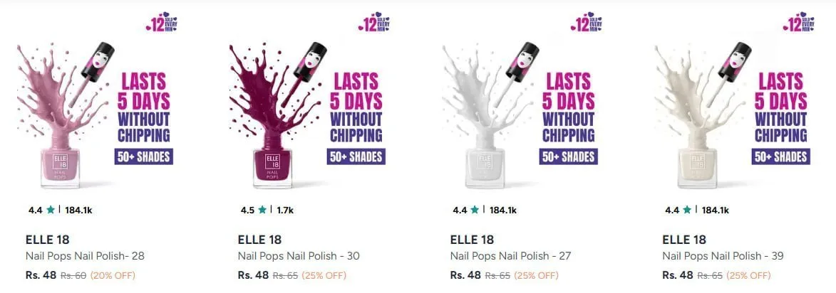 **Myntra | Elle 18 Nail Polish Starting From ₹48**