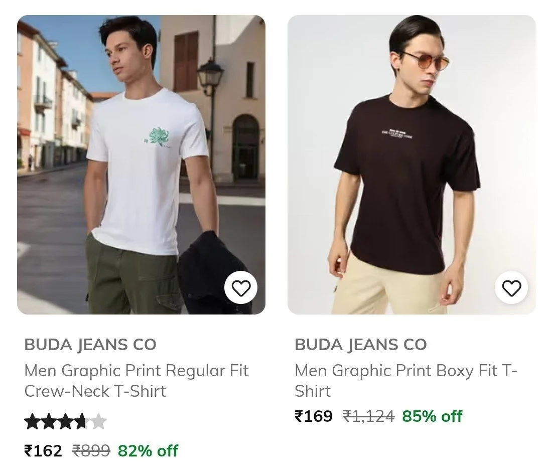 Combo Deal – Ajio  Upto 85% Off  Buda Jeans Co Clothing. T-Shirt, Ajio  Upto 85% Off  Buda Jeans Co Clothing. Trousers, Ajio  Upto 85% Off  Buda Jeans Co Clothing. Shirt, Ajio  Upto 85% Off  Buda Jeans Co Clothing. Jeans & 3 more