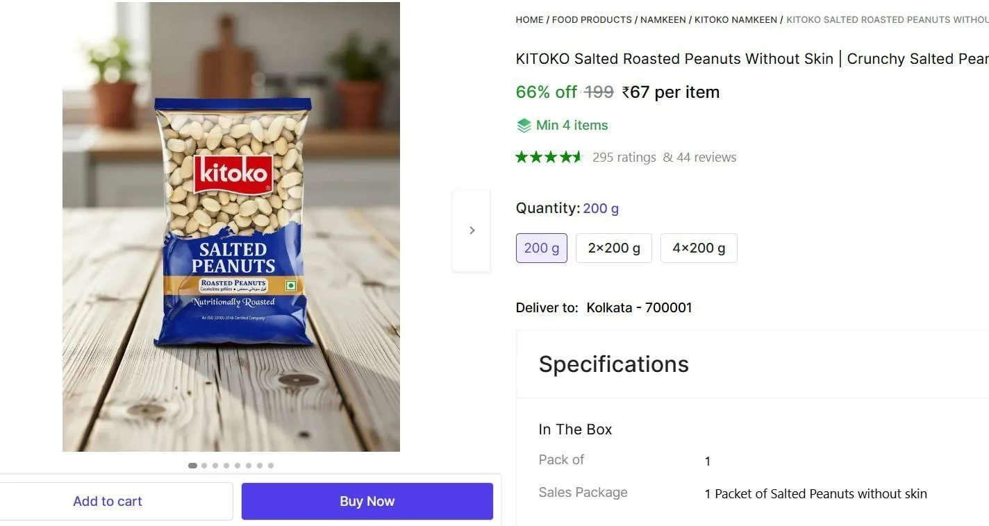 Salted Roasted Peanut, 200gm @ ₹67