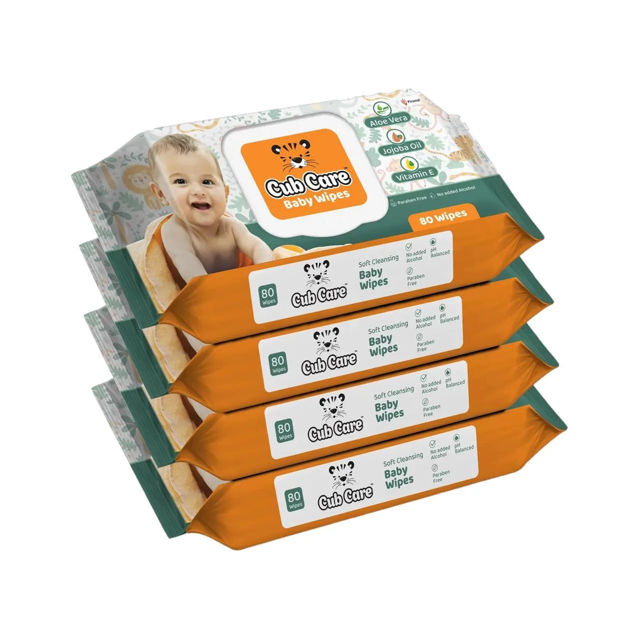 66% Off - Cub Care Baby Wipes - Aloe Vera, Jojoba Oil, Vitamin E, Paraben Free (320 Wipes) at Rs.202
